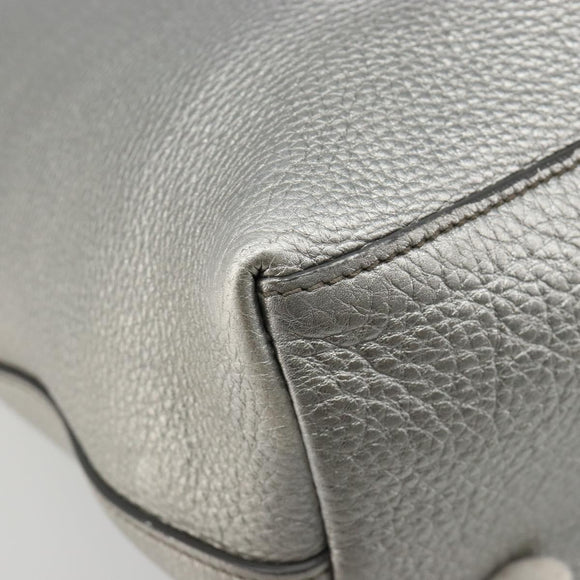 PRADA Tote Bag Leather Silver Auth ka4827