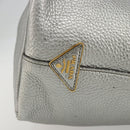 PRADA Tote Bag Leather Silver Auth ka4827-14