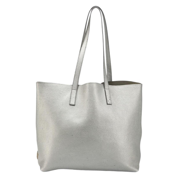 PRADA Tote Bag Leather Silver Auth ka4827