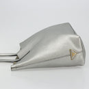 PRADA Tote Bag Leather Silver Auth ka4827-5
