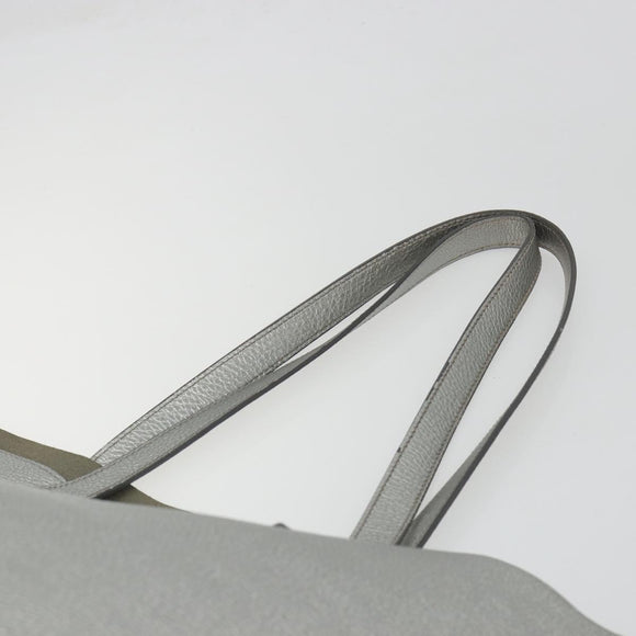 PRADA Tote Bag Leather Silver Auth ka4827