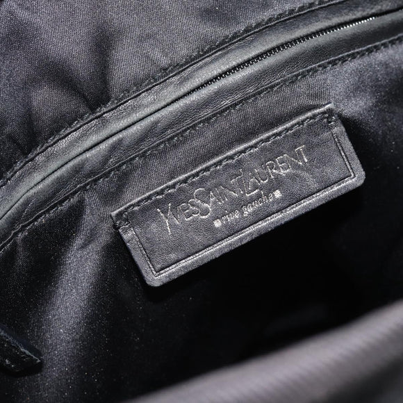 SAINT LAURENT Kahala Tote Bag Canvas Black Silver 123435 Auth ka4828