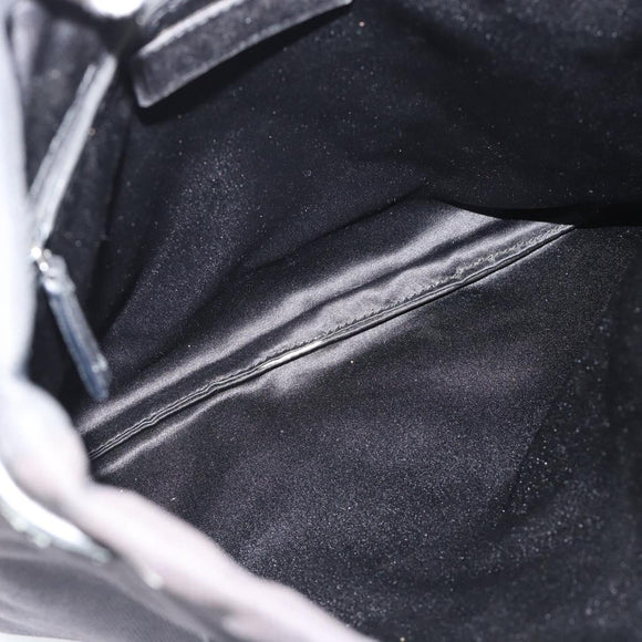 SAINT LAURENT Kahala Tote Bag Canvas Black Silver 123435 Auth ka4828