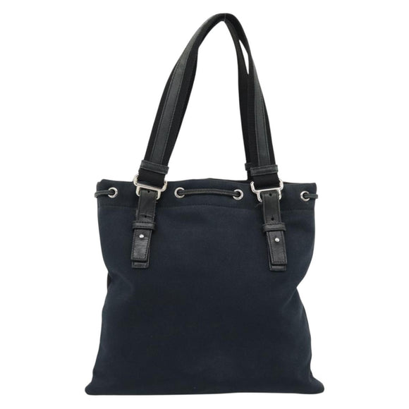 SAINT LAURENT Kahala Tote Bag Canvas Black Silver 123435 Auth ka4828