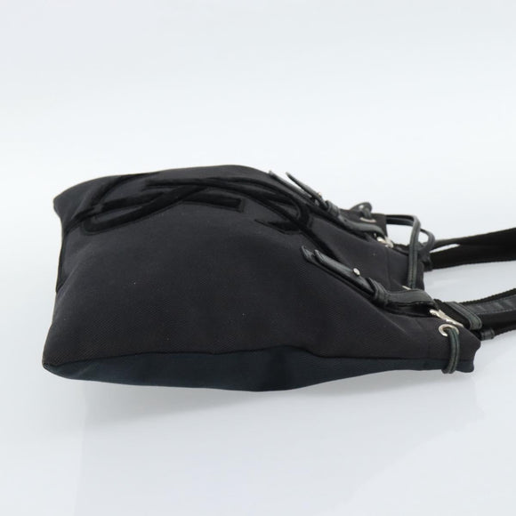 SAINT LAURENT Kahala Tote Bag Canvas Black Silver 123435 Auth ka4828