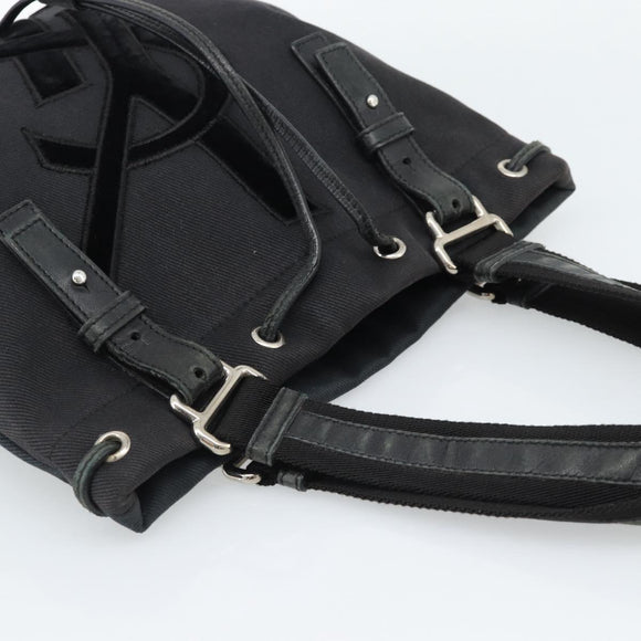 SAINT LAURENT Kahala Tote Bag Canvas Black Silver 123435 Auth ka4828