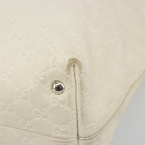 GUCCI GG Canvas Guccissima Hand Bag Leather White Silver 229852 Auth ka4829