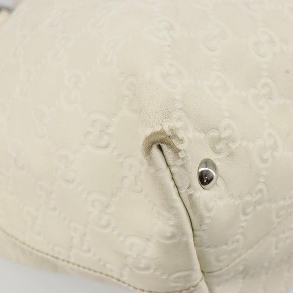 GUCCI GG Canvas Guccissima Hand Bag Leather White Silver 229852 Auth ka4829