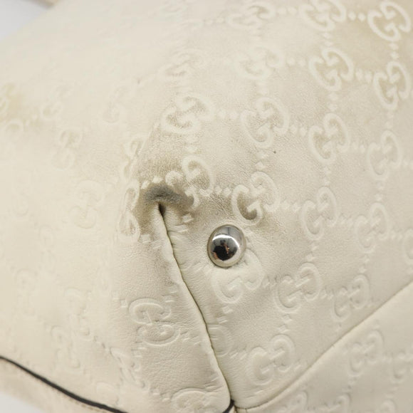GUCCI GG Canvas Guccissima Hand Bag Leather White Silver 229852 Auth ka4829