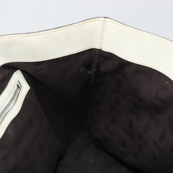 GUCCI GG Canvas Guccissima Hand Bag Leather White Silver 229852 Auth ka4829