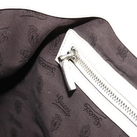 GUCCI GG Canvas Guccissima Hand Bag Leather White Silver 229852 Auth ka4829