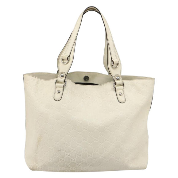 GUCCI GG Canvas Guccissima Hand Bag Leather White Silver 229852 Auth ka4829