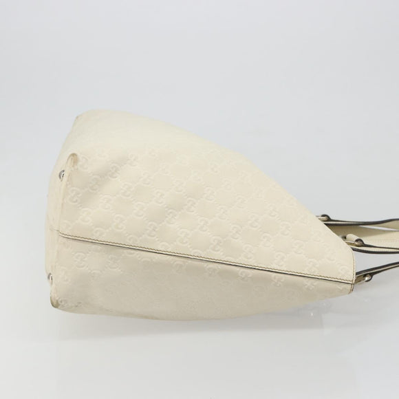 GUCCI GG Canvas Guccissima Hand Bag Leather White Silver 229852 Auth ka4829