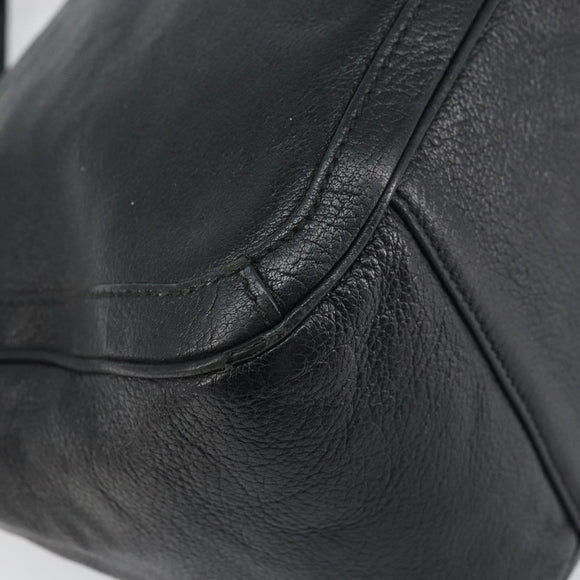 Salvatore Ferragamo Hand Bag Leather Black Gold Auth ka483