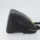 Salvatore Ferragamo Hand Bag Leather Black Gold Auth ka483-4