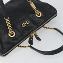 Salvatore Ferragamo Hand Bag Leather Black Gold Auth ka483-6