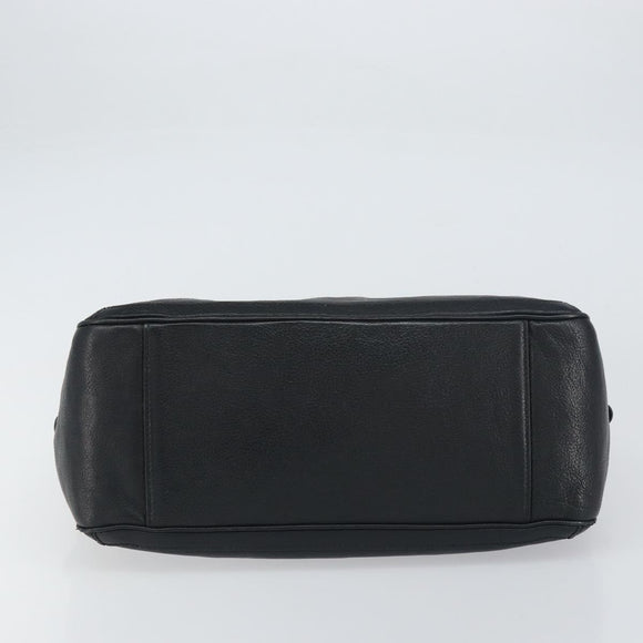 Salvatore Ferragamo Hand Bag Leather Black Gold Auth ka483