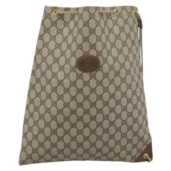 GUCCI GG Supreme Shoulder Bag PVC Beige Gold 97 19 302 Auth ka4830