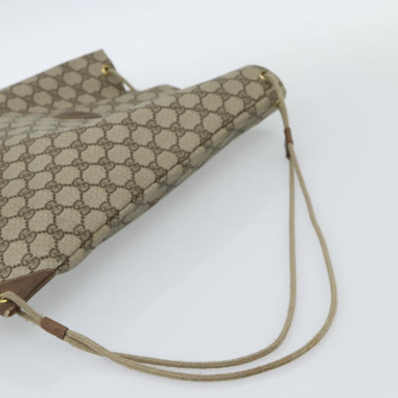 GUCCI GG Supreme Shoulder Bag PVC Beige Gold 97 19 302 Auth ka4830