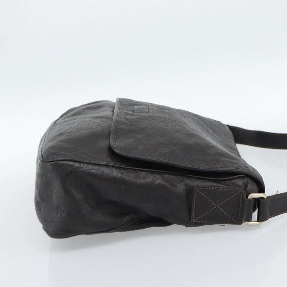 GUCCI GG Canvas Guccissima Shoulder Bag Leather Black Gold 223665 Auth ka4832