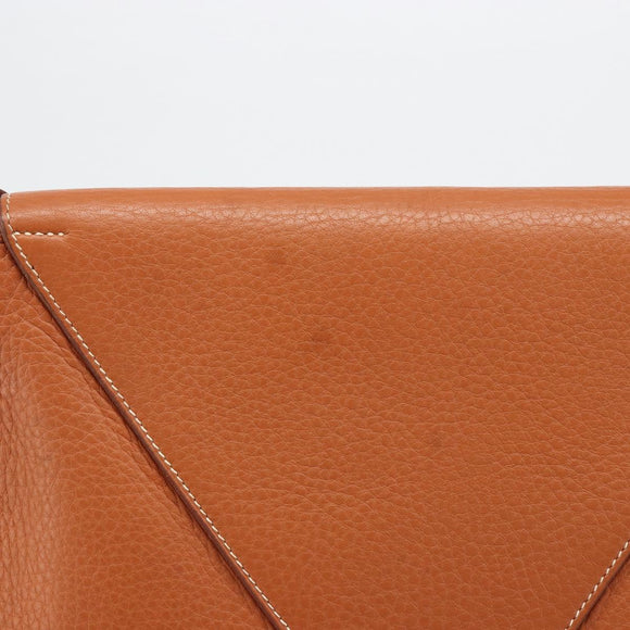 HERMES Christine Fjord Shoulder Bag Taurillon Leather Brown Auth ka4835SAV