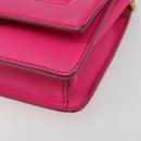 FENDI Chain Shoulder Bag Leather Pink Gold Auth ka4836A-15