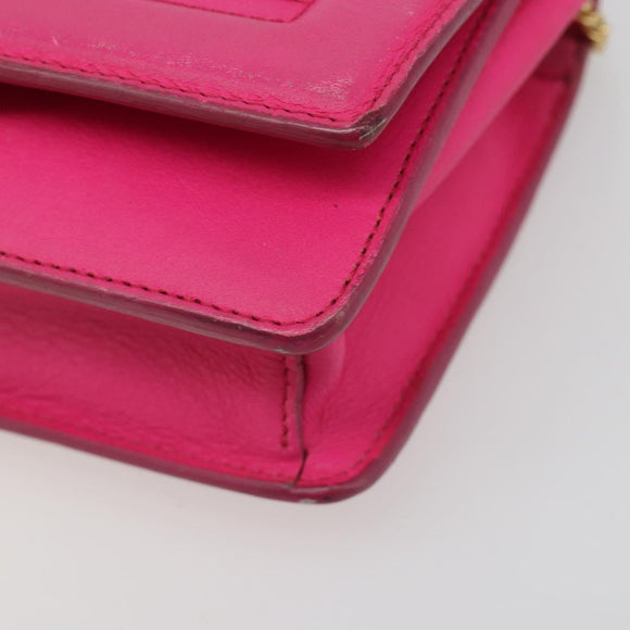 FENDI Chain Shoulder Bag Leather Pink Gold Auth ka4836A