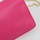FENDI Chain Shoulder Bag Leather Pink Gold Auth ka4836A-8