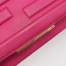 FENDI Chain Shoulder Bag Leather Pink Gold Auth ka4836A-19