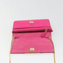 FENDI Chain Shoulder Bag Leather Pink Gold Auth ka4836A-20