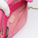 FENDI Chain Shoulder Bag Leather Pink Gold Auth ka4836A-25