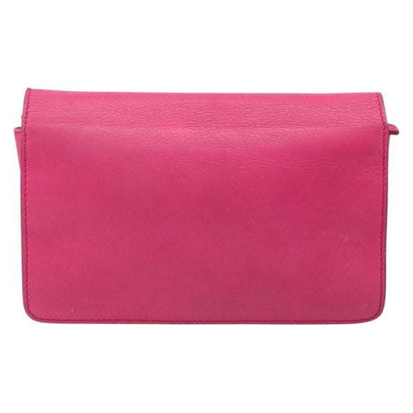 FENDI Chain Shoulder Bag Leather Pink Gold Auth ka4836A