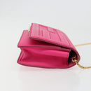 FENDI Chain Shoulder Bag Leather Pink Gold Auth ka4836A-3