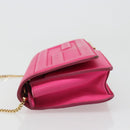 FENDI Chain Shoulder Bag Leather Pink Gold Auth ka4836A-4