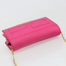 FENDI Chain Shoulder Bag Leather Pink Gold Auth ka4836A-6