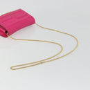 FENDI Chain Shoulder Bag Leather Pink Gold Auth ka4836A-7