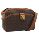 CELINE Macadam Canvas Shoulder Bag PVC Leather Brown Gold Auth ka4839-1