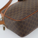 CELINE Macadam Canvas Shoulder Bag PVC Leather Brown Gold Auth ka4839-15