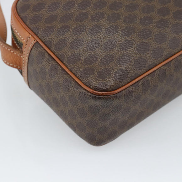 CELINE Macadam Canvas Shoulder Bag PVC Leather Brown Gold Auth ka4839