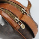 CELINE Macadam Canvas Shoulder Bag PVC Leather Brown Gold Auth ka4839-9