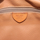 CELINE Macadam Canvas Shoulder Bag PVC Leather Brown Gold Auth ka4839-12