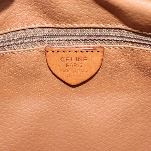 CELINE Macadam Canvas Shoulder Bag PVC Leather Brown Gold Auth ka4839