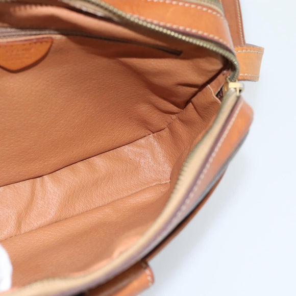 CELINE Macadam Canvas Shoulder Bag PVC Leather Brown Gold Auth ka4839