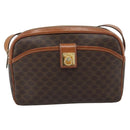 CELINE Macadam Canvas Shoulder Bag PVC Leather Brown Gold Auth ka4839-13