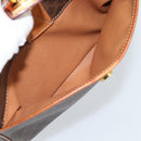 CELINE Macadam Canvas Shoulder Bag PVC Leather Brown Gold Auth ka4839-22