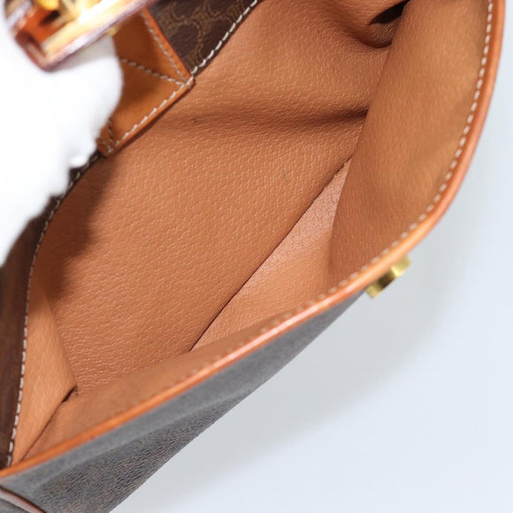 CELINE Macadam Canvas Shoulder Bag PVC Leather Brown Gold Auth ka4839