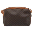 CELINE Macadam Canvas Shoulder Bag PVC Leather Brown Gold Auth ka4839-2