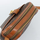 CELINE Macadam Canvas Shoulder Bag PVC Leather Brown Gold Auth ka4839-6