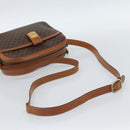 CELINE Macadam Canvas Shoulder Bag PVC Leather Brown Gold Auth ka4839-7