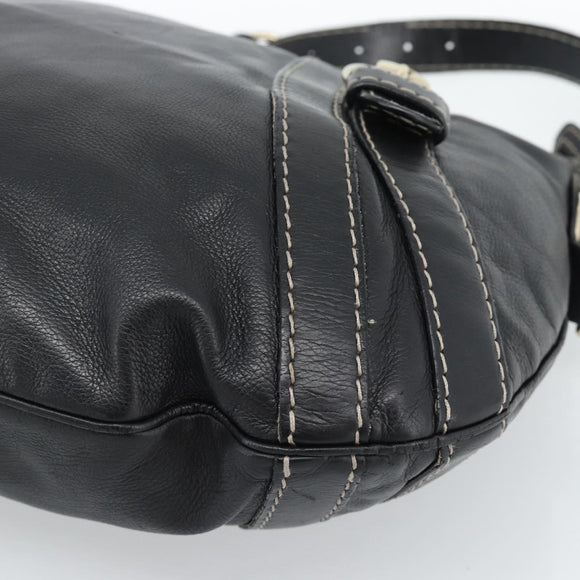 GUCCI Shoulder Bag Leather Black Gold 223937 Auth ka4841V